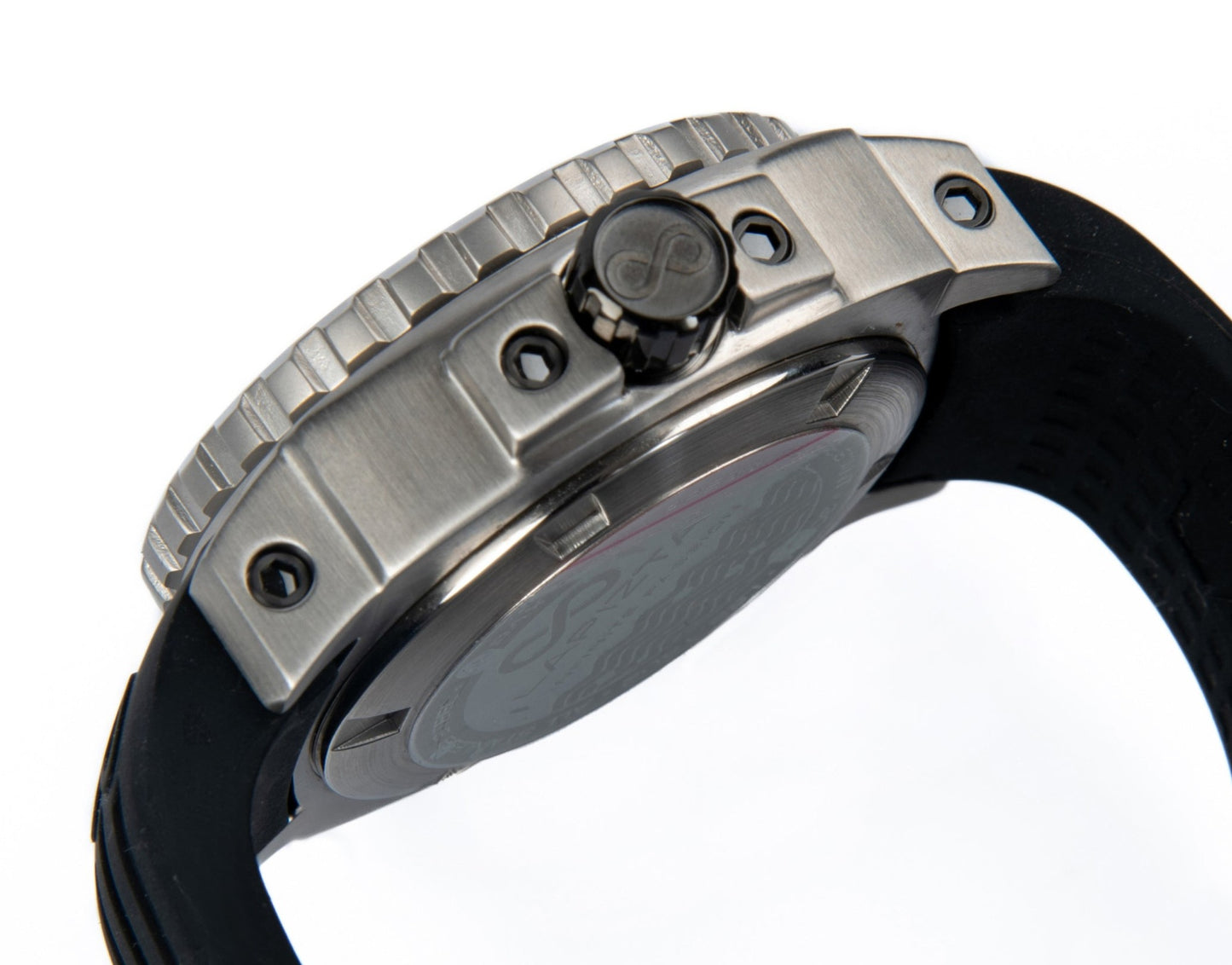 Lapizta Audax 43/48MM 300M WR Black Dive Watch with Rubber Strap in Steel