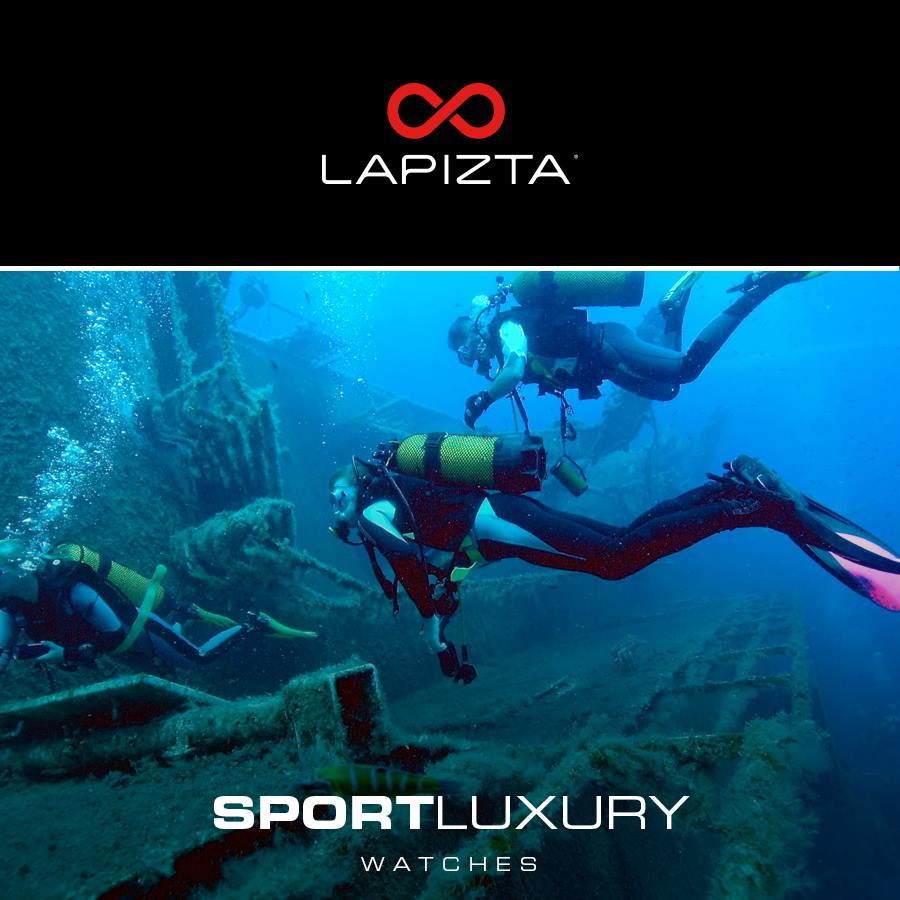 Lapizta Audax 48MM 300M WR Orange Dive Watch with Rubber Strap in Steel