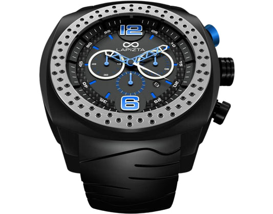 Lapizta Accentor 100M WR Black and Blue Chronograph Racing Watch In 48MM
