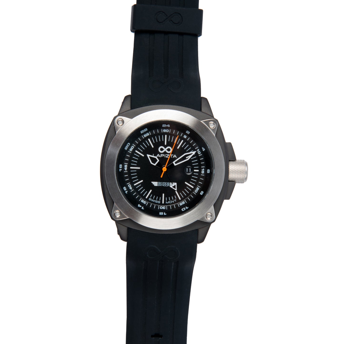 Lapizta Skyros 48MM 100M WR GMT Swiss Movement Pilots Watch With Steel Bezel