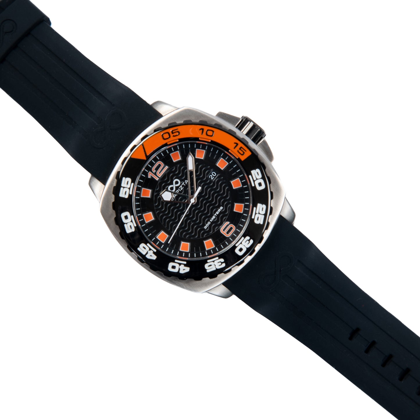Lapizta Audax 48MM 300M WR Orange Dive Watch with Rubber Strap in Steel