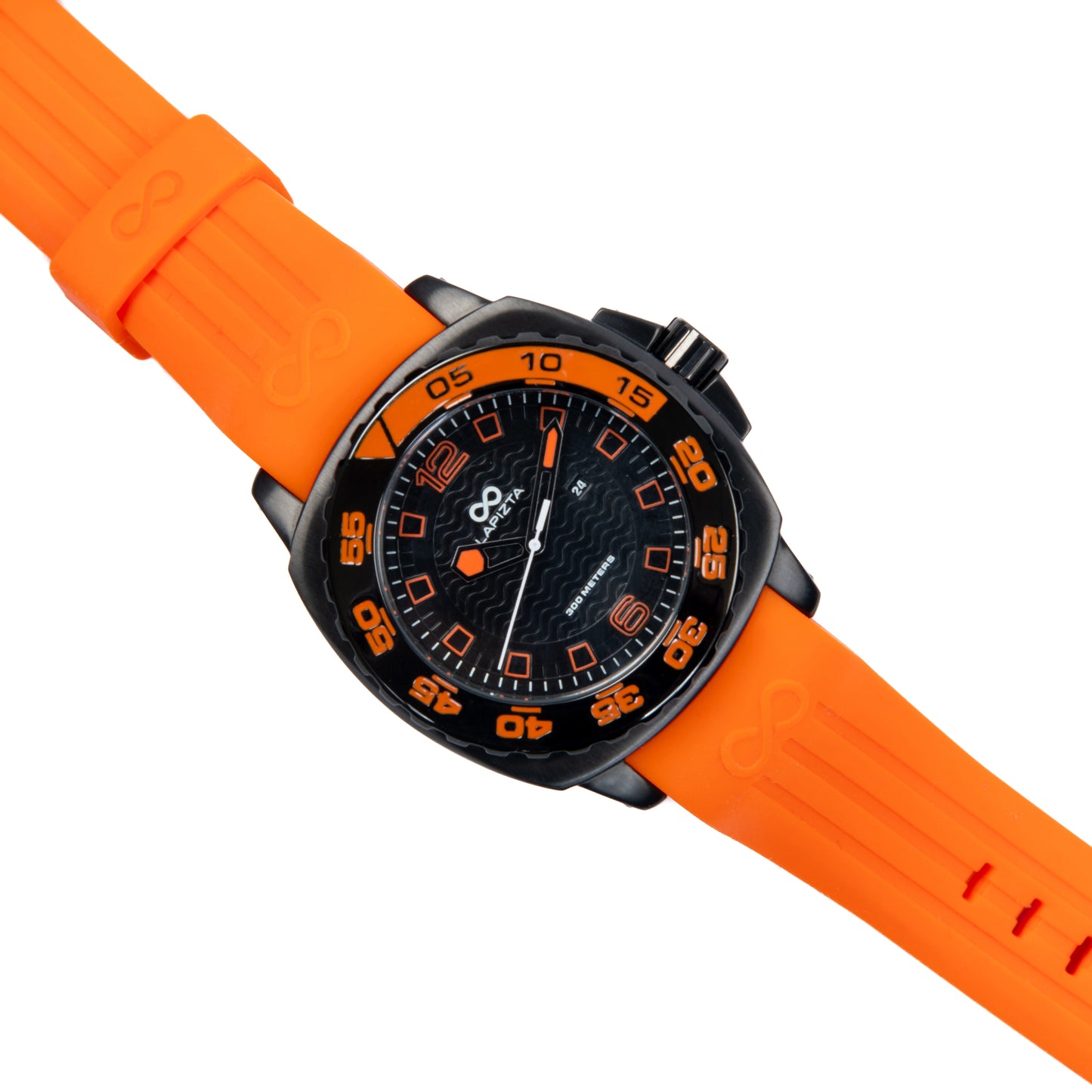 Lapizta Audax 43MM 300M WR Orange Dive Watch in Black with Rubber Strap