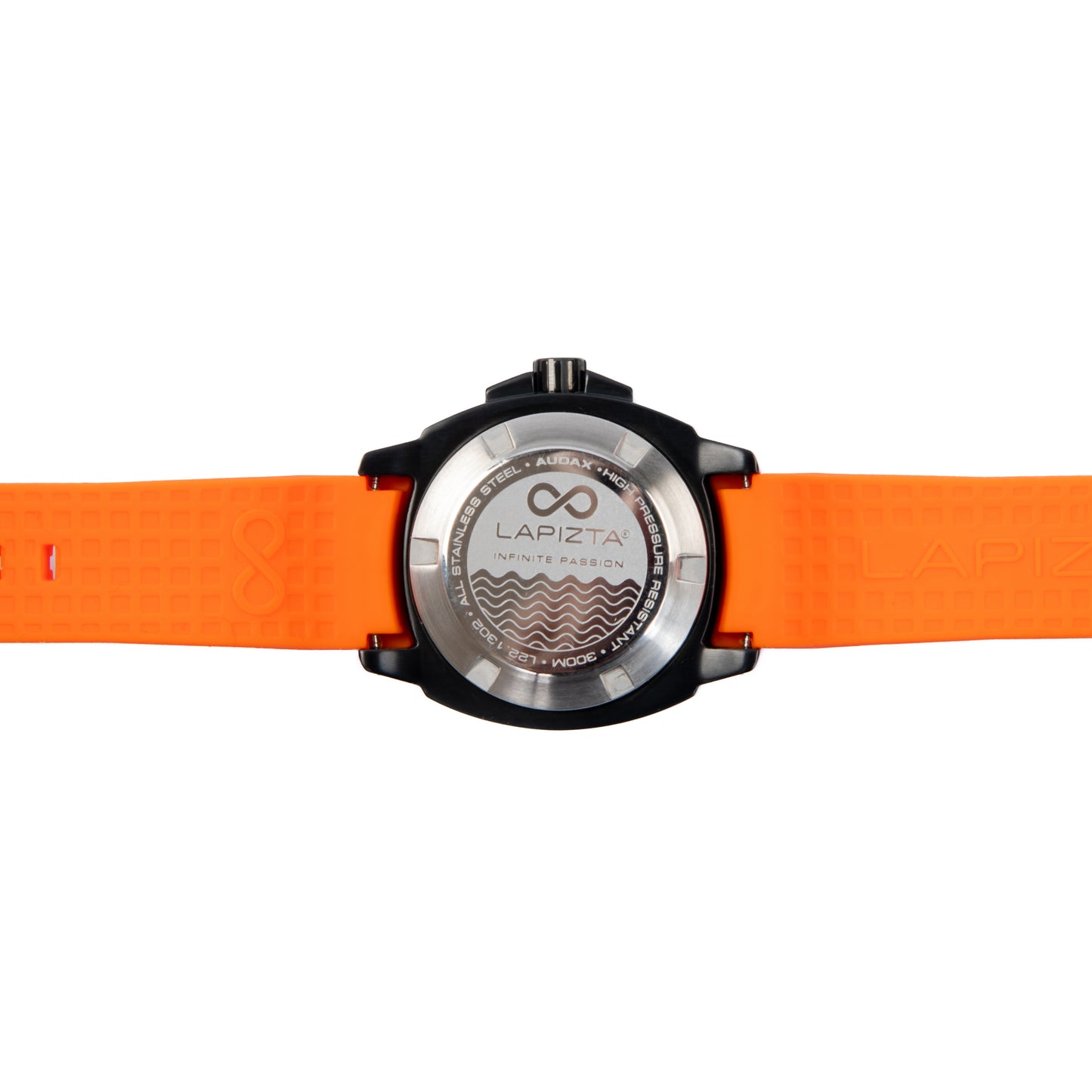 Lapizta Audax 43MM 300M WR Orange Dive Watch in Black with Rubber Strap
