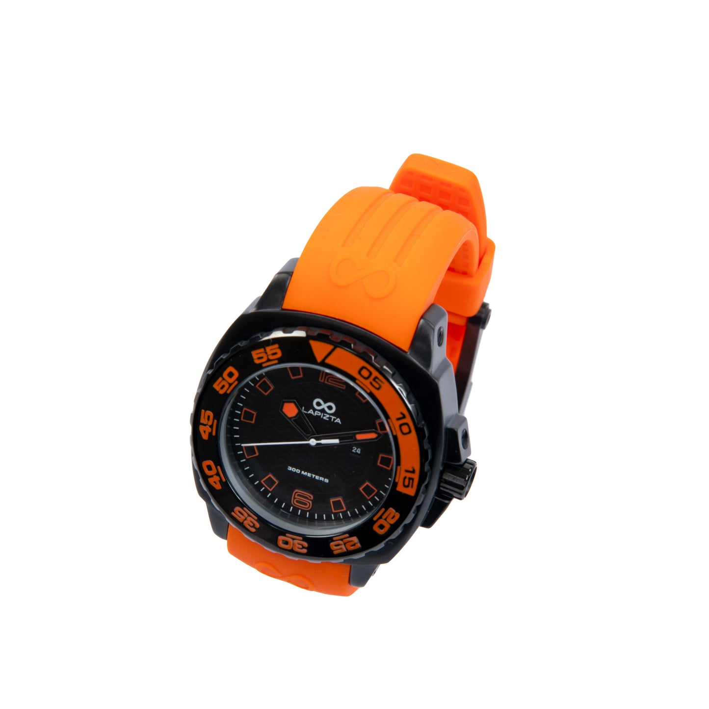 Lapizta Audax 43MM 300M WR Orange Dive Watch in Black with Rubber Strap