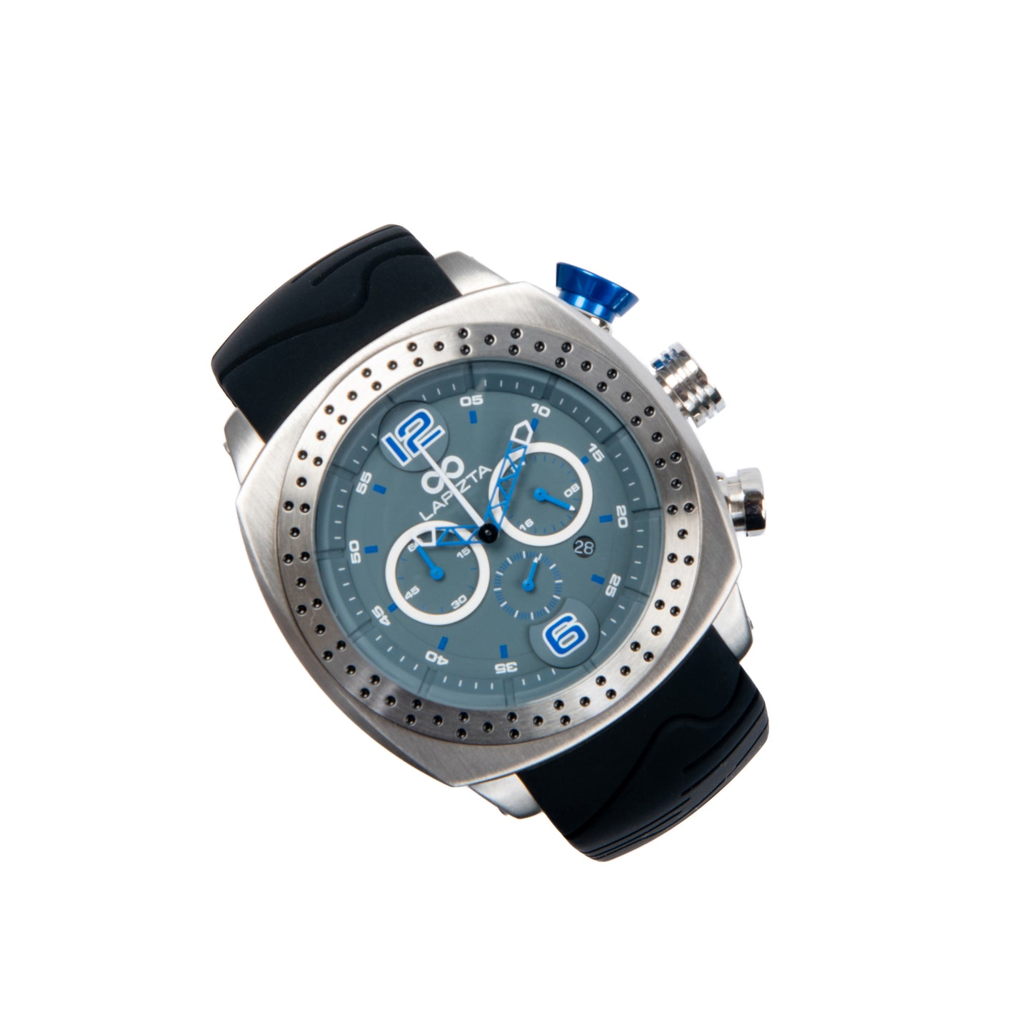 Lapizta Accentor 100M WR Steel and Blue Racing Chronograph Watch In 48MM