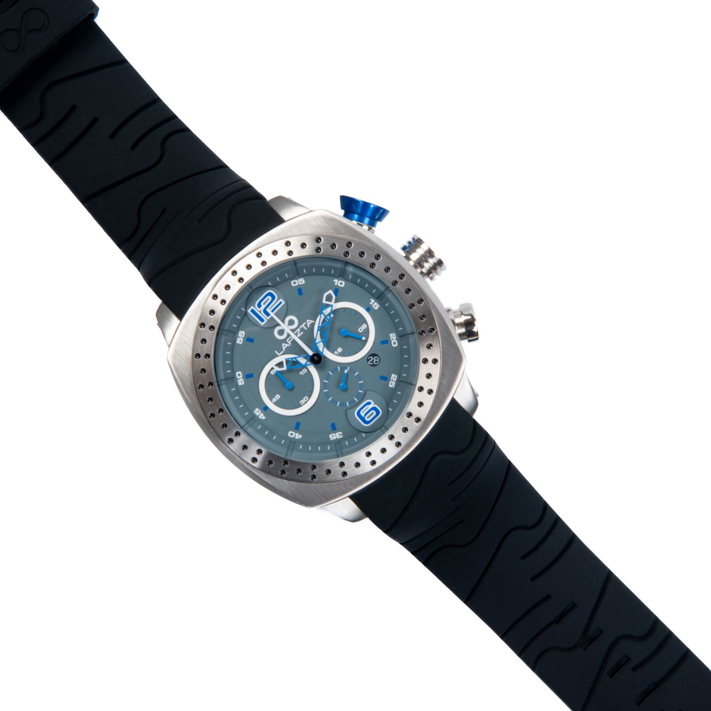 Lapizta Accentor 100M WR Steel and Blue Racing Chronograph Watch In 48MM