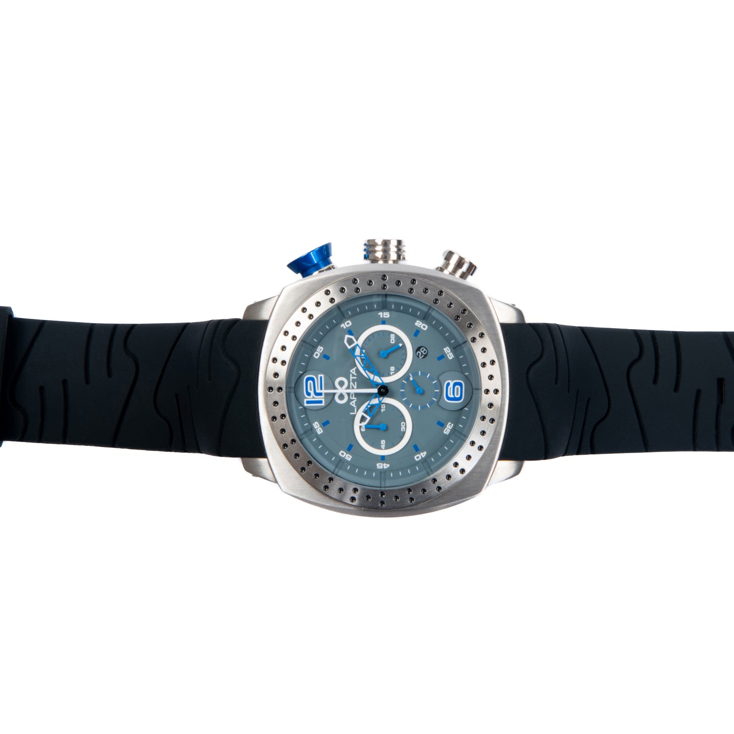 Lapizta Accentor 100M WR Steel and Blue Racing Chronograph Watch In 48MM