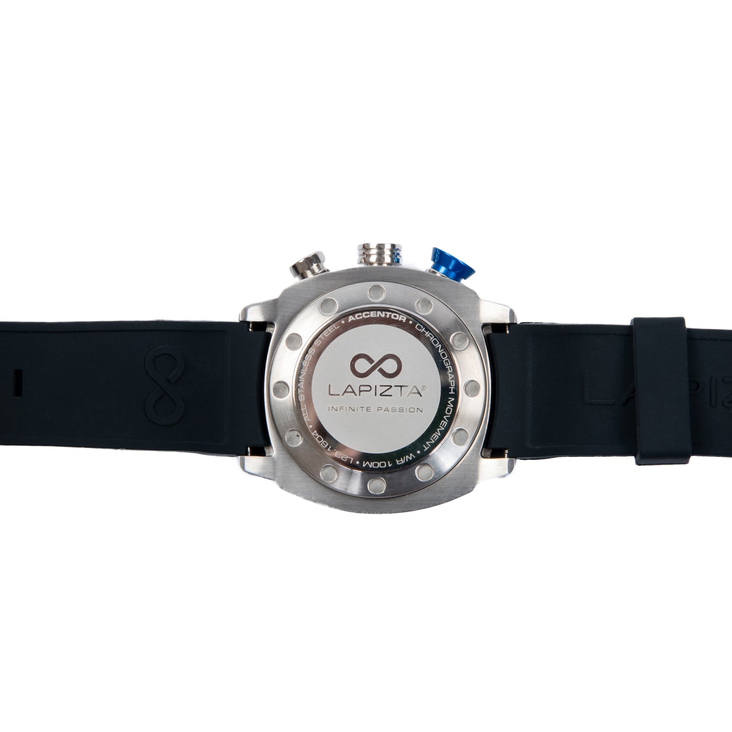 Lapizta Accentor 100M WR Steel and Blue Racing Chronograph Watch In 48MM
