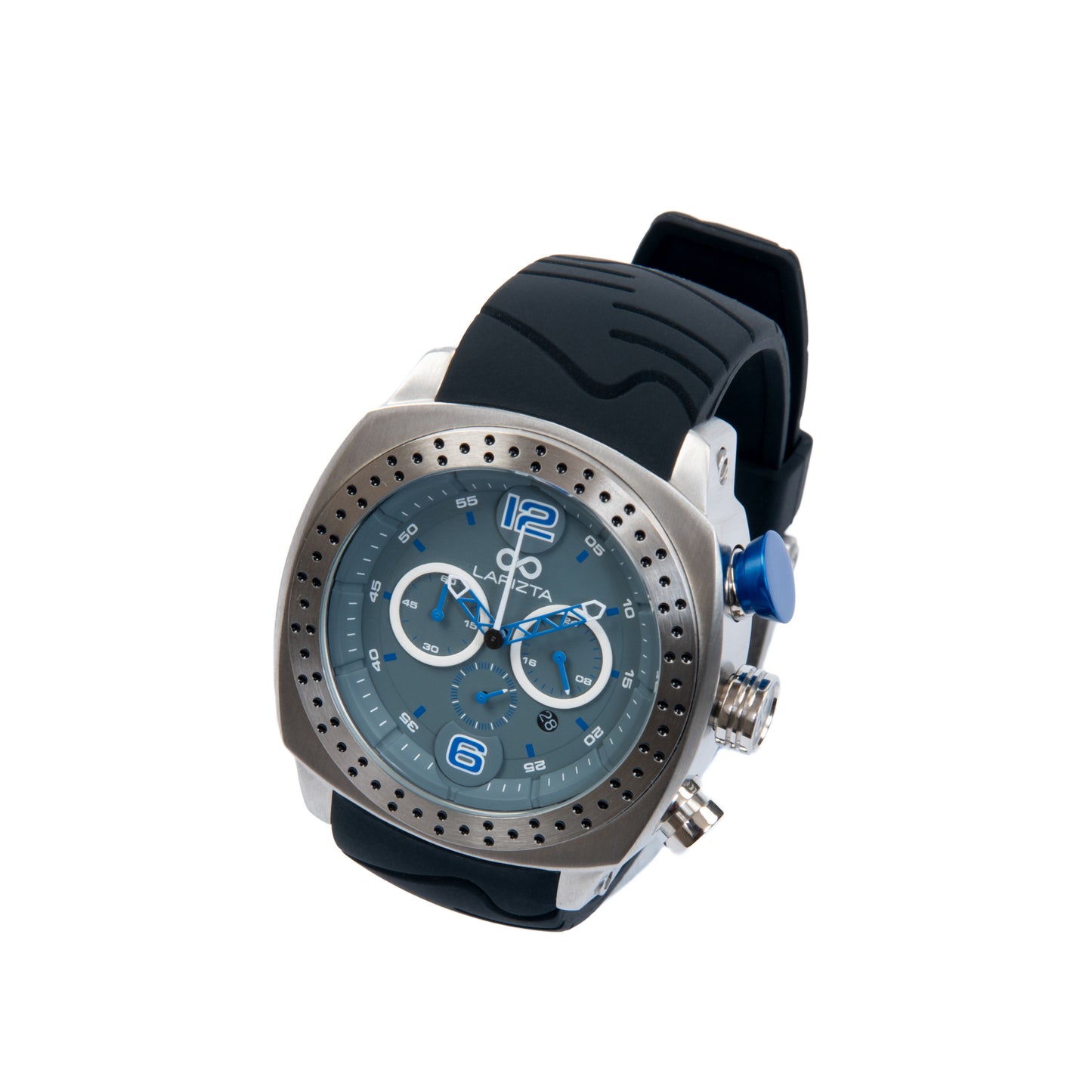 Lapizta Accentor 100M WR Steel and Blue Racing Chronograph Watch In 48MM