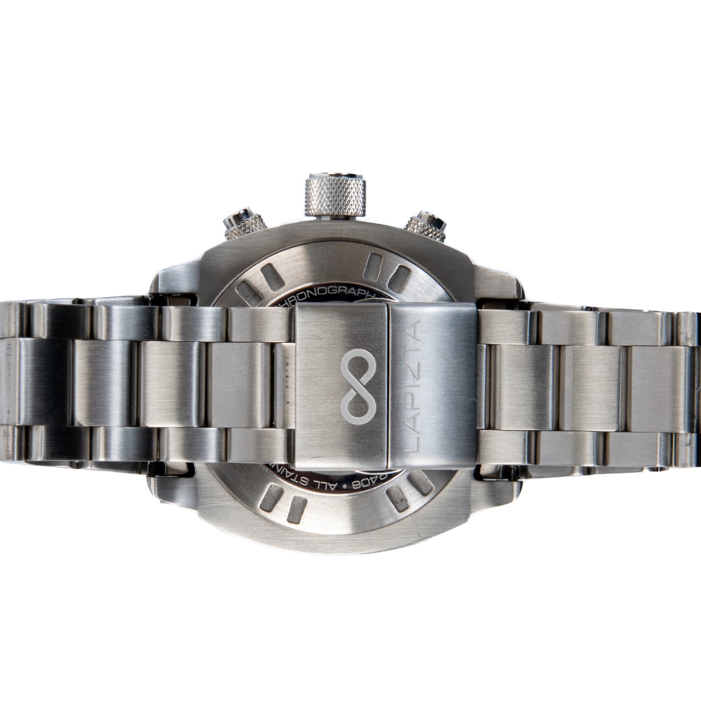 Lapizta Zatara 43/48MM 100M WR Black Chronograph Watch with Steel Bracelet