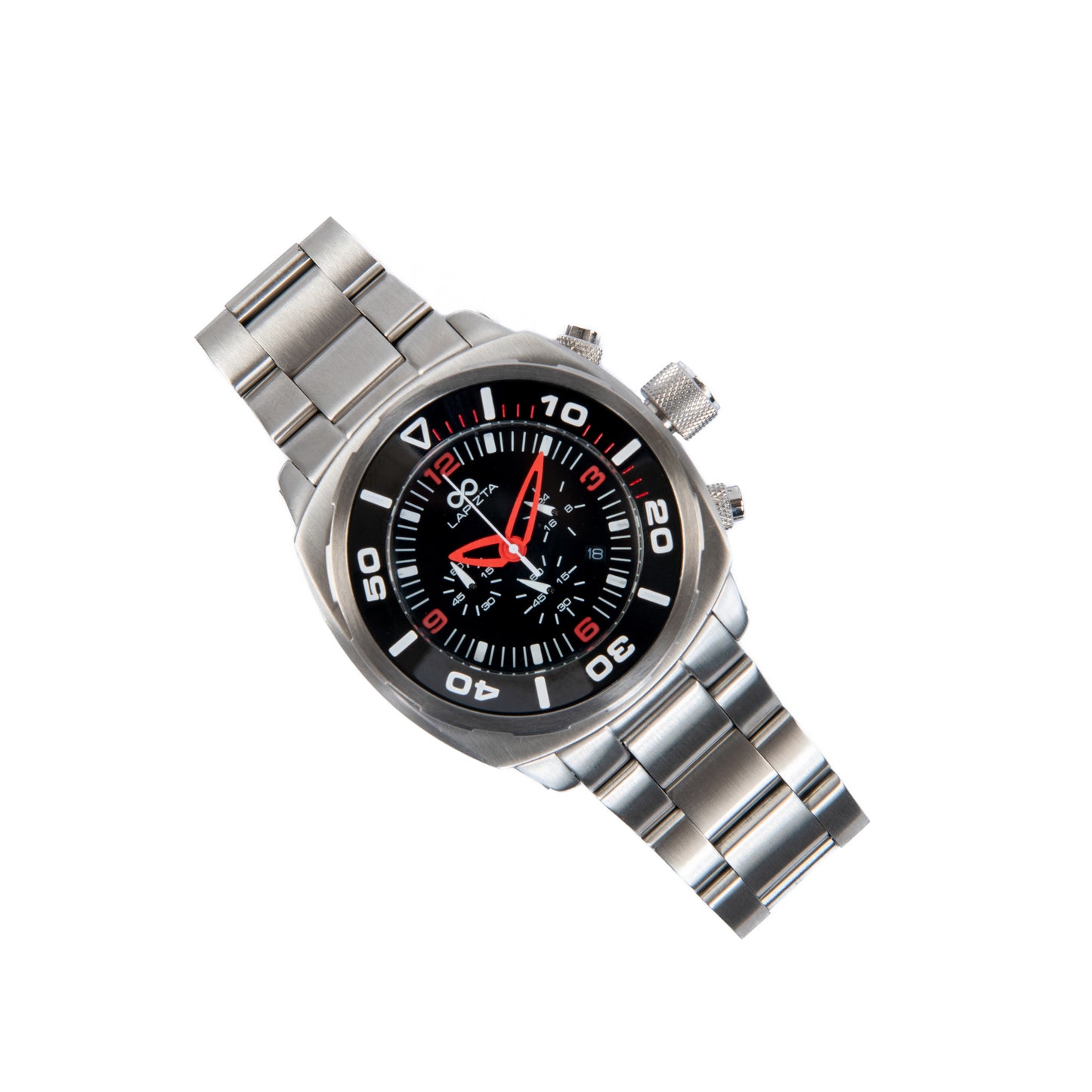 Lapizta Zatara 43/48MM 100M WR Red Chronograph Watch with Steel Bracelet