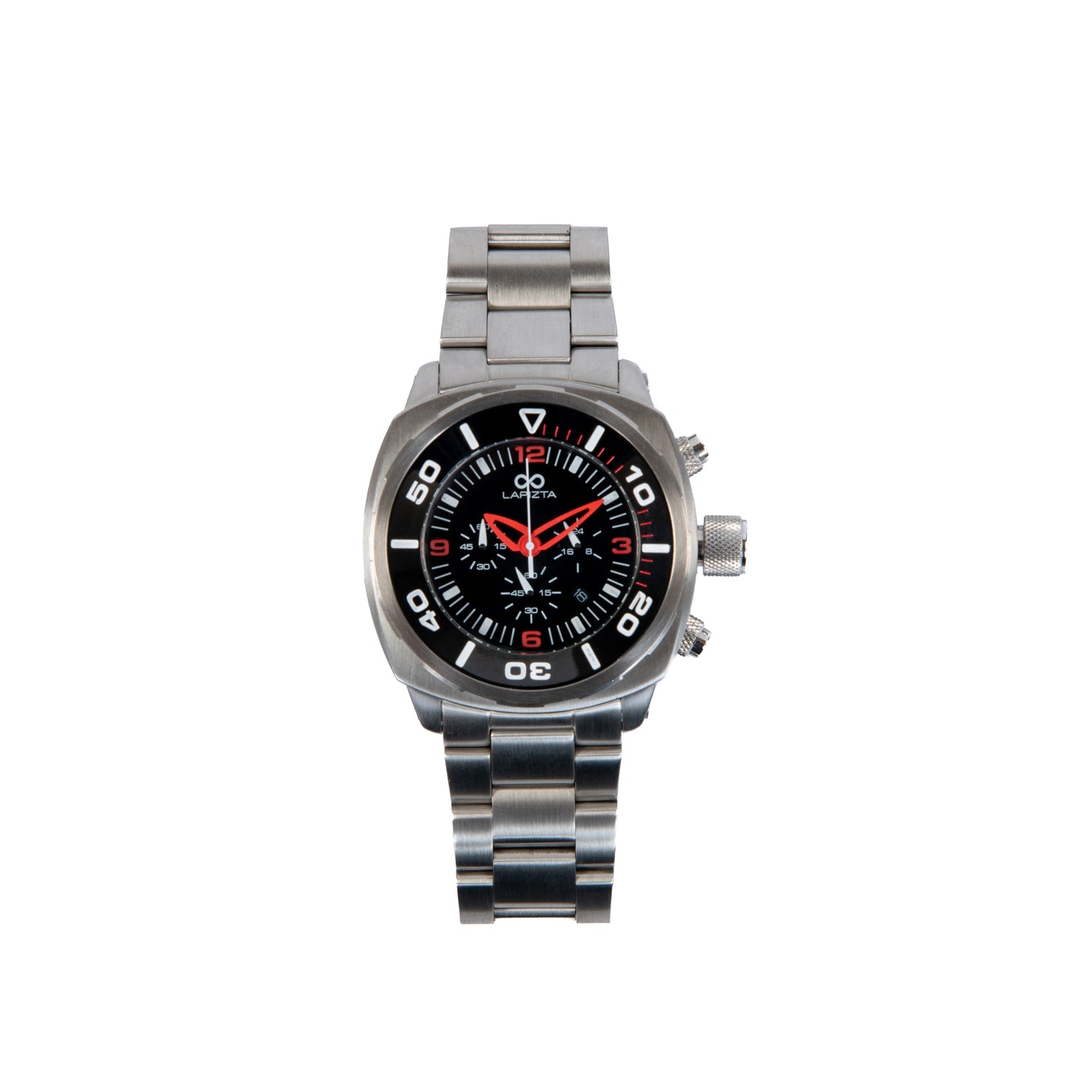 Lapizta Zatara 43/48MM 100M WR Red Chronograph Watch with Steel Bracelet