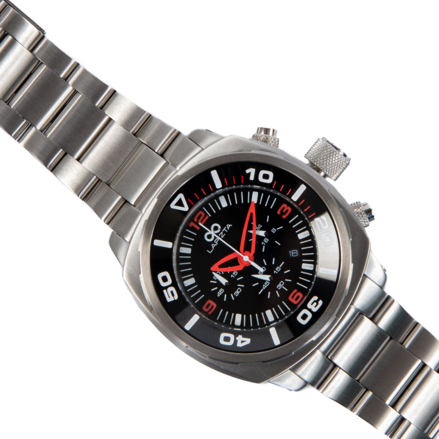 Lapizta Zatara 43/48MM 100M WR Red Chronograph Watch with Steel Bracelet
