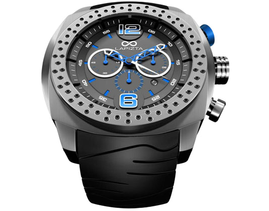 Lapizta Accentor 100M WR Steel and Blue Racing Chronograph Watch In 48MM
