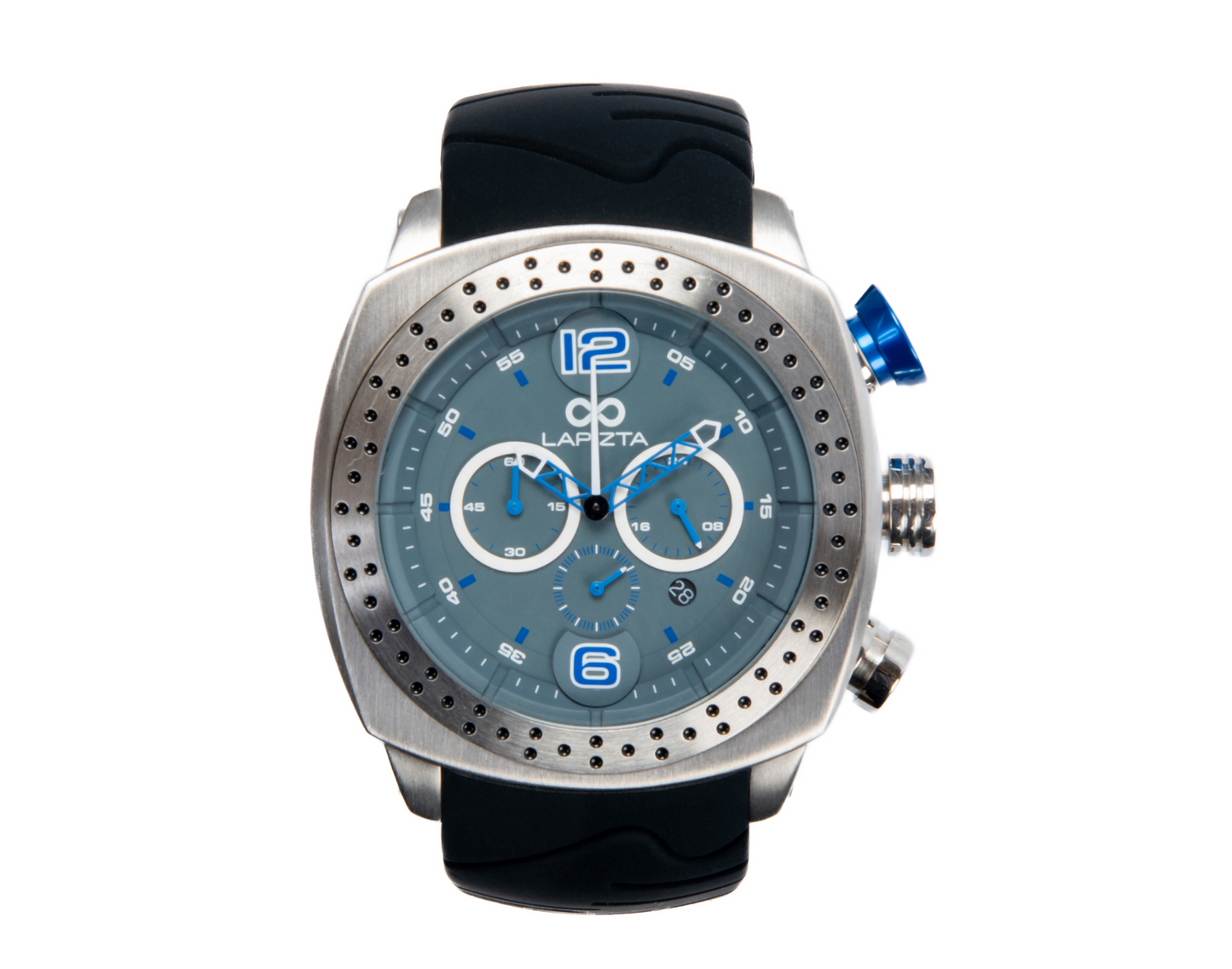Lapizta Accentor 100M WR Steel and Blue Racing Chronograph Watch In 48MM