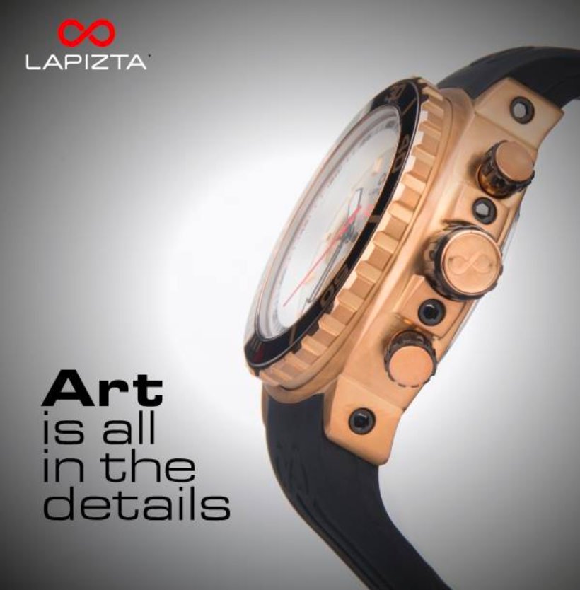 Lapizta Izurus 300M WR 48MM White Dial Gold Chronograph Dive Watch