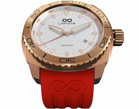 Lapizta Amur 43MM 100M WR Rose Gold Watch Women's Watch With Red Strap