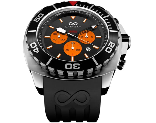 Lapizta Izurus 300M WR 48MM Orange Dial Steel Chronograph Dive Watch