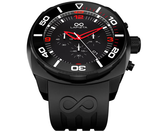 Lapizta Zatara 43/48MM 100M WR Red Dial Rubber Strap Chronograph Watch