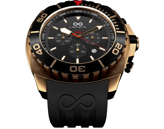 Lapizta Izurus 300M WR 48MM Black Dial Gold Chronograph Dive Watch