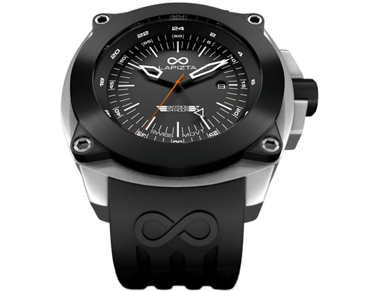 Lapizta Skyros 48MM 100M WR GMT Swiss Movement Pilots Watch With Black Bezel