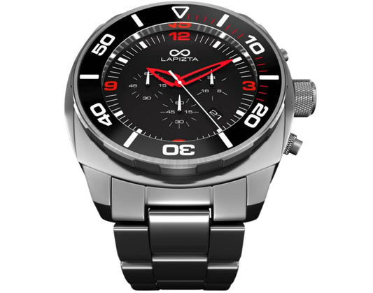Lapizta Zatara 43/48MM 100M WR Red Chronograph Watch with Steel Bracelet