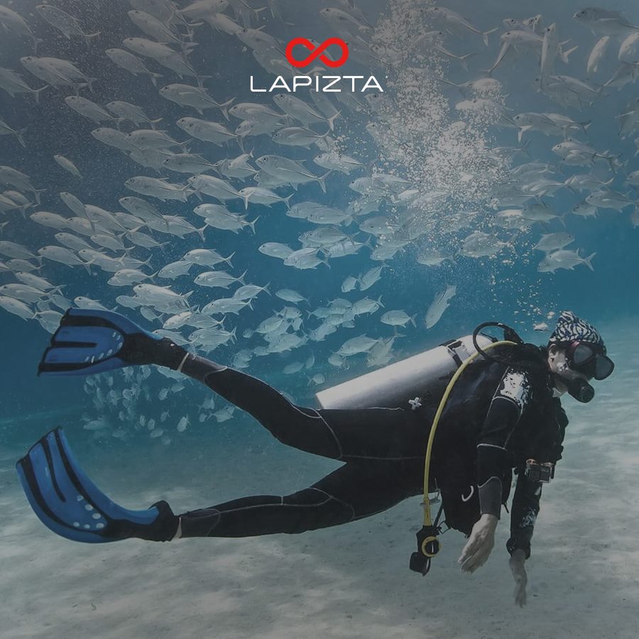 Lapizta Audax 43MM 300M WR Orange Dive Watch in Black with Rubber Strap