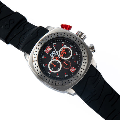 100M WR Precision Timing 48MM Red Chronograph Watch By Lapizta Accentor