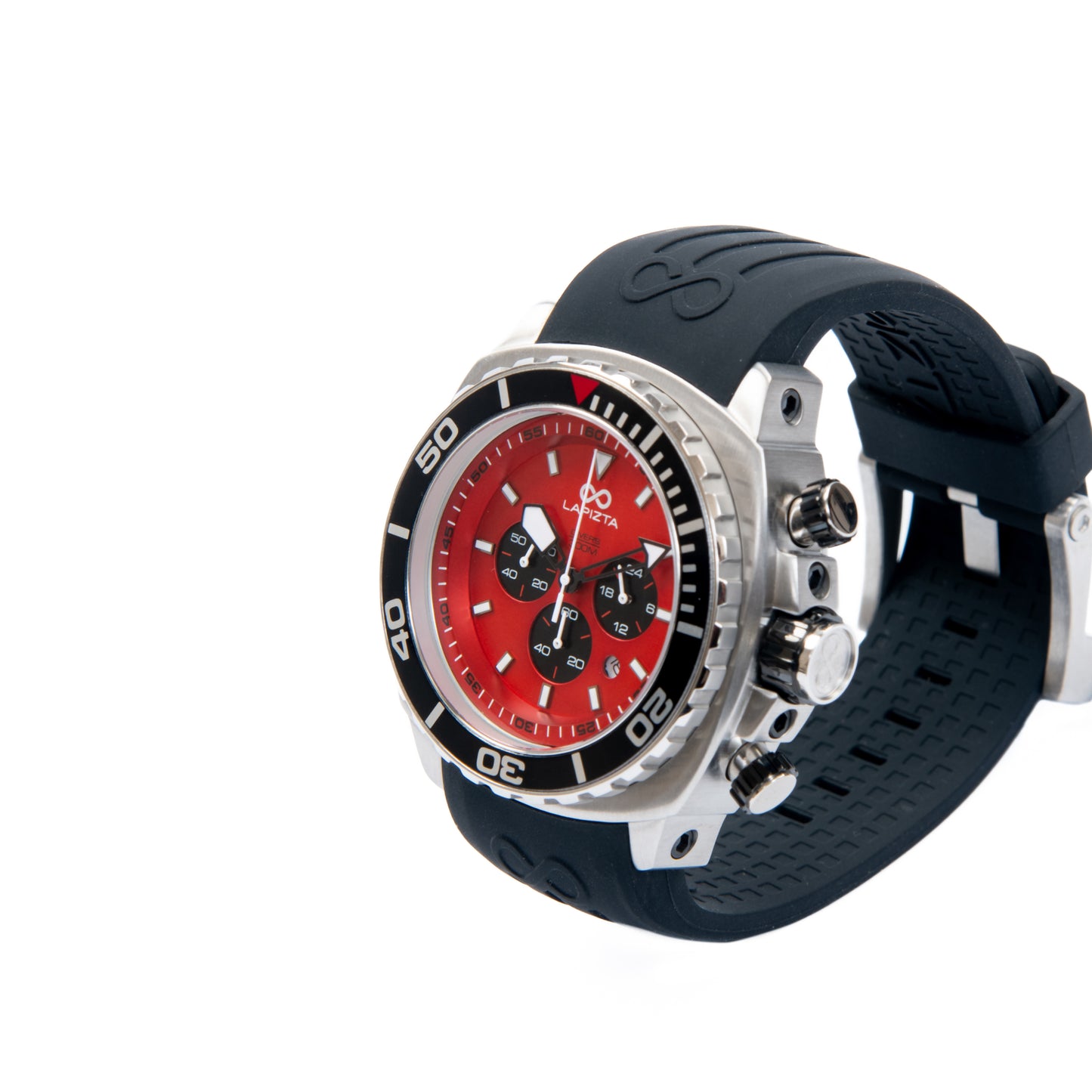 300M WR Saturation Diving 48MM Red Stainless Steel Chronograph Watch By Lapizta Izurus