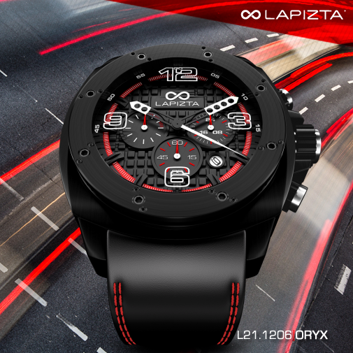 100M WR Precision Timing & Leather Strap 48MM Bulky Black Chronograph Watch By Lapizta Oryx