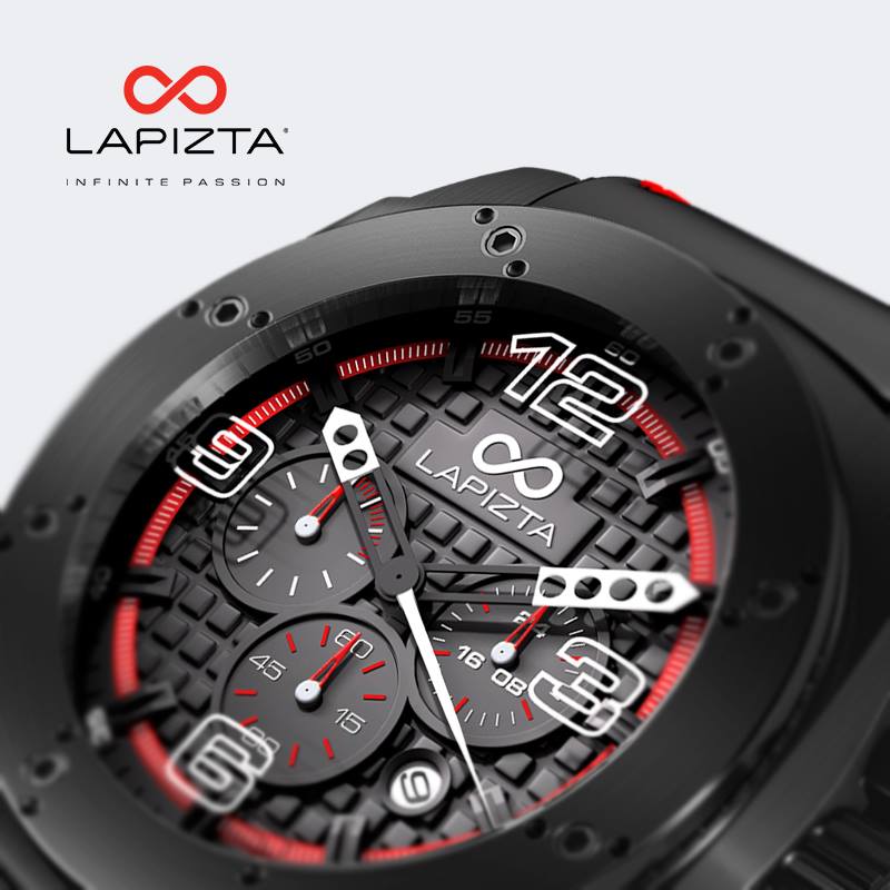 100M WR Precision Timing & Leather Strap 48MM Bulky Black Chronograph Watch By Lapizta Oryx