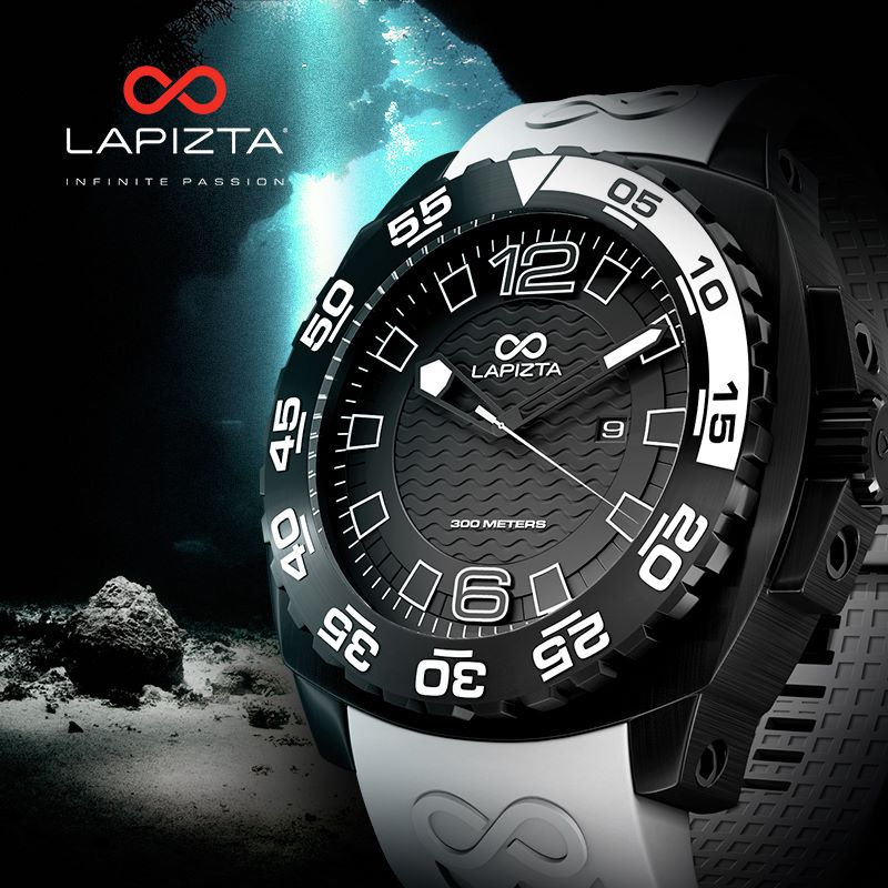 300M WR Watch 43/48MM White Divers Watch By Lapizta Audax