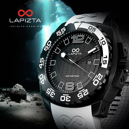 300M WR Watch 43/48MM White Divers Watch By Lapizta Audax