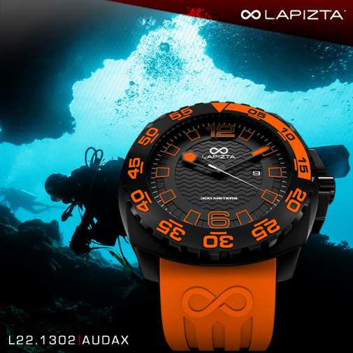 300M WR 43MM Orange Waterproof Watch By Lapizta Audax