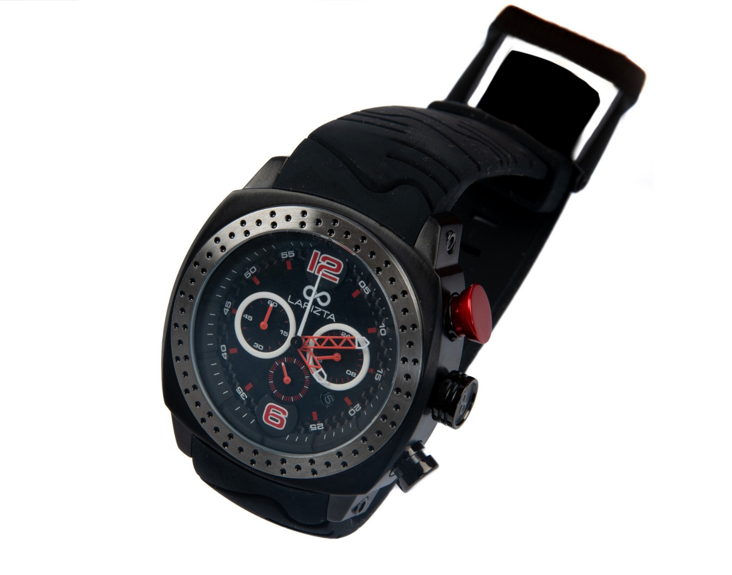 Lapizta Accentor 100M WR Black and Red Chronograph Racing Watch In 48MM