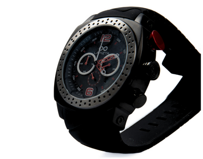 Lapizta Accentor 100M WR Black and Red Chronograph Racing Watch In 48MM