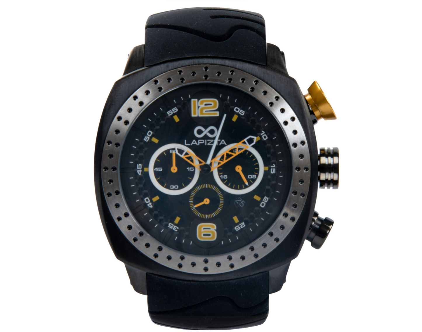 Lapizta Accentor 100M WR Black and Yellow Chronograph Racing Watch In 48MM