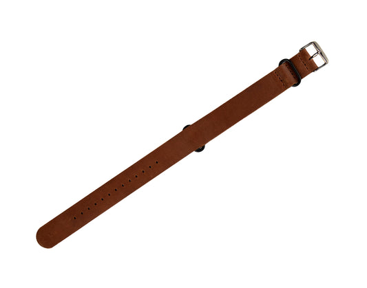Cognac Leather 21mm NATO Strap Compatible with Mnmlst Watches