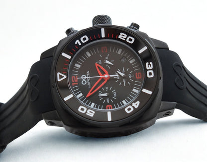 Lapizta Zatara 43/48MM 100M WR Red Dial Rubber Strap Chronograph Watch