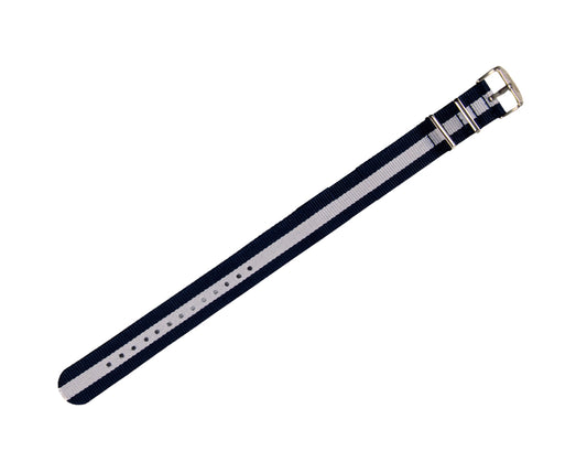 Blue and White Nylon 21mm NATO Strap Compatible with Mnmlst Watches