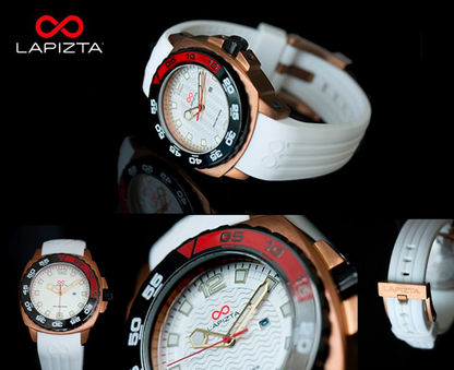 300M WR Gold and White 43MM Waterproof Watch By Lapizta Audax