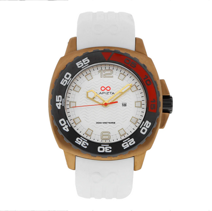 300M WR Gold and White 43MM Waterproof Watch By Lapizta Audax