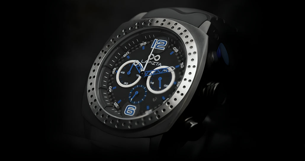 100M WR Racing and Swim Ready 48MM Black Chronograph Watch By Lapizta Accentor