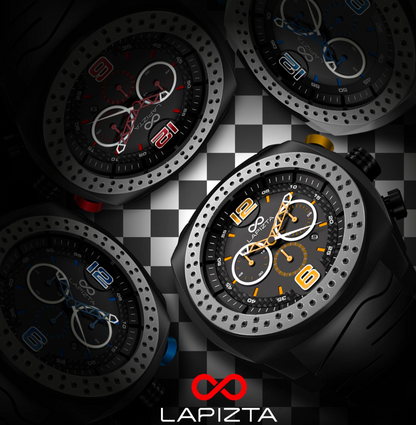 100M WR Racing and Swim Ready 48MM Black Chronograph Watch By Lapizta Accentor