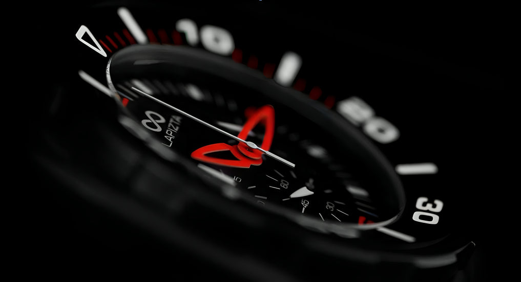 100M WR Sleek & Sophisticated 43/48MM Red Dial Chronograph Watch By Lapizta Zatara