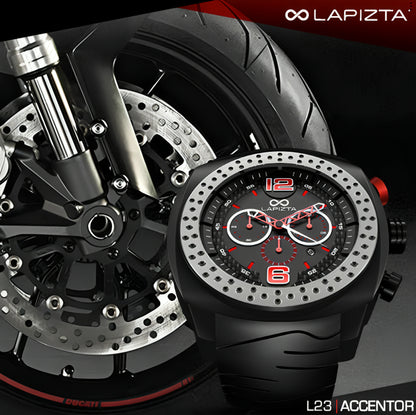 100M WR Racing 48MM Red Chronograph Watch By Lapizta Accentor