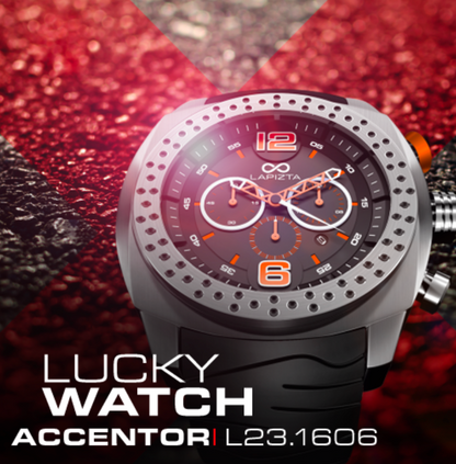 100M WR Precision Timing 48MM Red Chronograph Watch By Lapizta Accentor