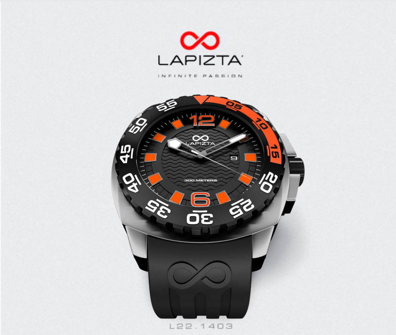 300M Water Resistant Watch With 48MM for Extreme Depths In Orange By Lapizta Audax