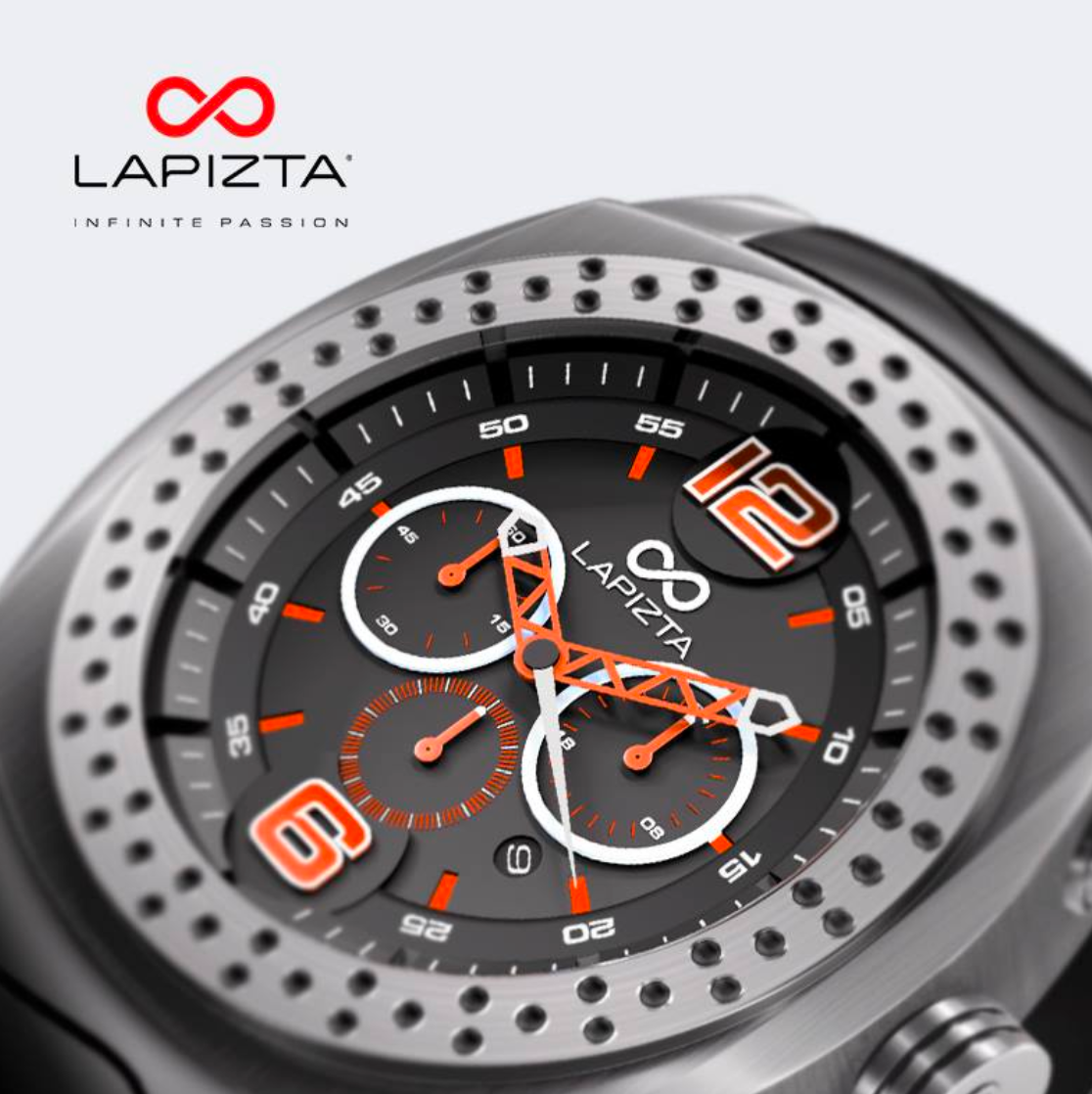 100M WR Precision Timing 48MM Red Chronograph Watch By Lapizta Accentor