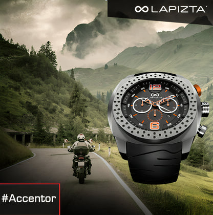 100M WR Precision Timing 48MM Red Chronograph Watch By Lapizta Accentor